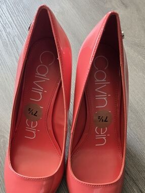 Calvin Klein Bright Coral Pointed-Toe Pumps